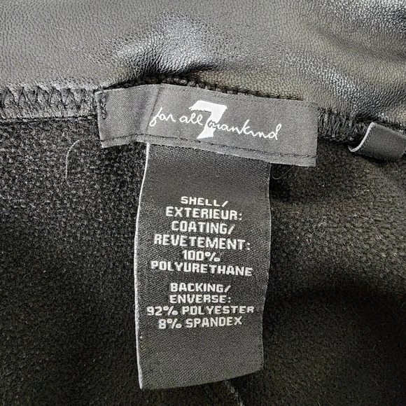 7 For All Mankind Vegan Leather Leggings Stretch Black Size  Large - Picture 4 of 16